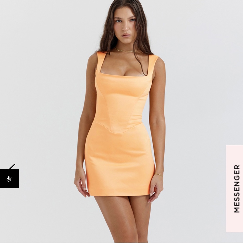 House of CB Enya Apricot Corset Mini Dress worn once